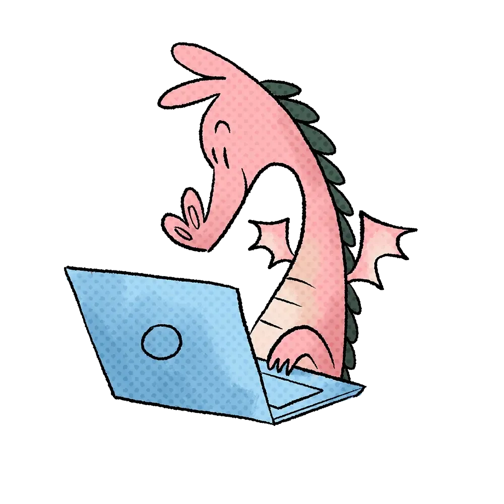Dragon writing on laptop