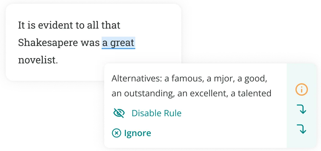 ProWritingAid offering synonyms for great