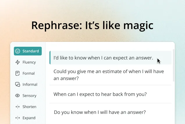 Rephrase: It's like magic, demo of Rephrase by ProWritingAid