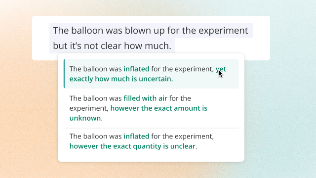 ProWritingAid shows 3 ways to rephrase a sentence 