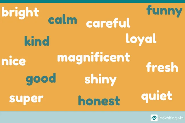examples of positive adjectives in a word cloud
