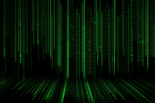 Image from The Matrix film showing code on a screen