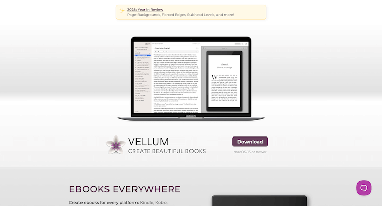 A MacBook displaying ebook creation software on a webpage with