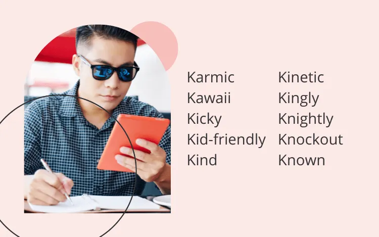 list of k adjectives