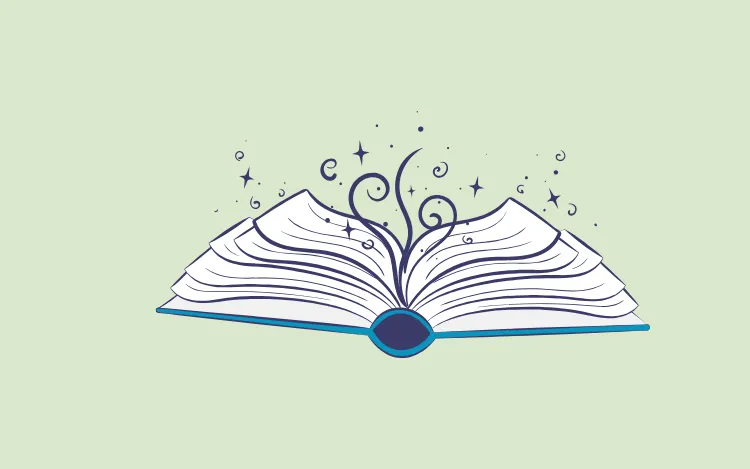 cartoon image of an open book