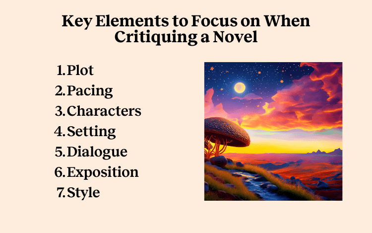 Image showing key elements when critiquing a novel