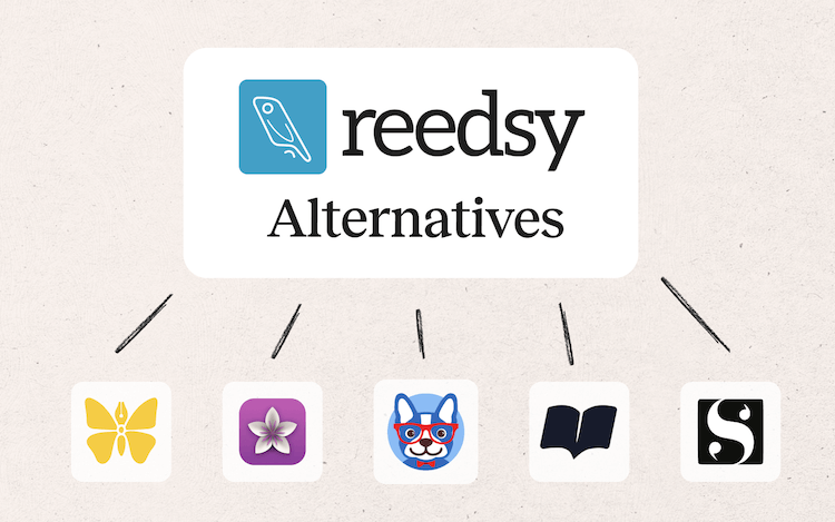 Logos of writing apps branching from