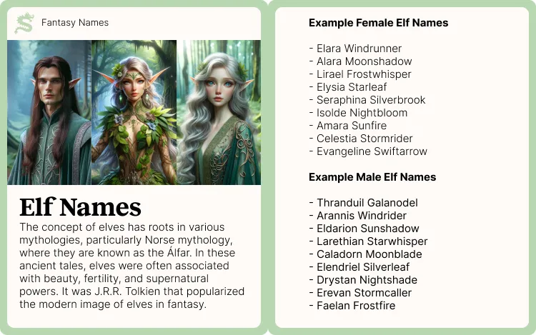 Example Elf names from a generator