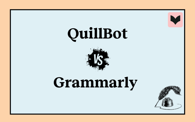 Image with text saying QuillBot vs Grammarly