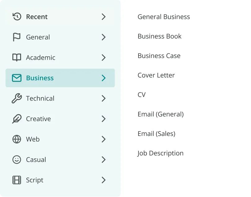 ProWritingAid business email document type
